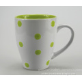 10oz Green Solid Color Hand Painted Ceramic Stoneware Coffee Tea Mugs Cups With Spoon Sets